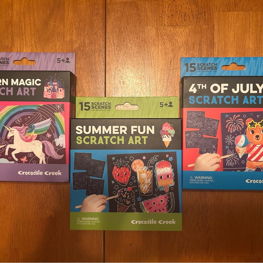 Bundle of 3 / Scratch Art Set - Summer Fun, Unicorn Magic, 4th of July